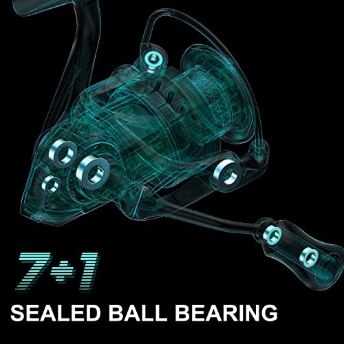 Tempo Persist Spinning Reel - Saltwater and Freshwater Fishing Reels, Aluminum Body with 7+1 BB, 30.9 LBs Max Drag Carbon ...