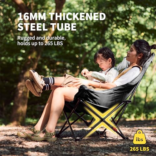 Naturehike Seastar Padded Camping Chair, Oversized 2-Position Adjustable Folding Chair, Portable Camp Chair with Side Pock...
