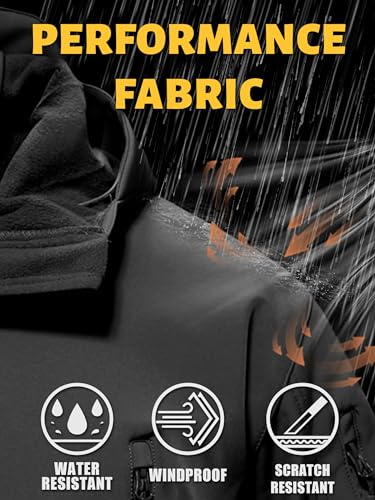 TACVASEN Men's Special Ops Military Tactical Soft Shell Winter Warm Fleece Lined Jacket Rain Hood Coat Hiking Snowboard