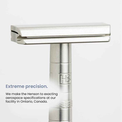 Henson Shaving Razor - Aluminum Double Edge Safety Razor with 5 Spare Blades - 30° Angled Precision With Superior Blade Rigidity- Reusable Single Blade Razors For Men and Women - Mild Aggression
