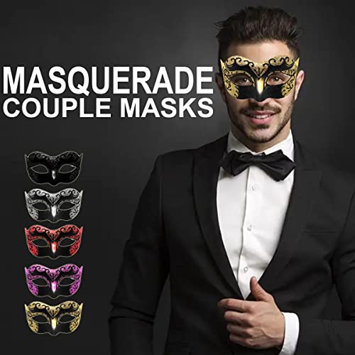 Masquerade Mask for Couples Lace Eye Mask Venetian Carnival Halloween Mask Party Ball Prom Mask Costume Mardi Gras 2Pack