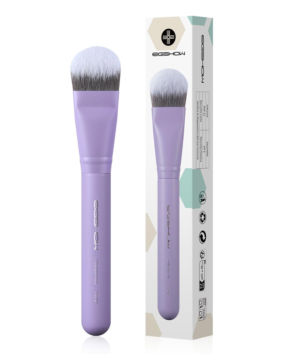 Foundation Brush, EIGSHOW Pro Slanted Foundation Brushes with Silver Ion Bristle - Kabuki Brush for Powder Liquid Cream Buffing
