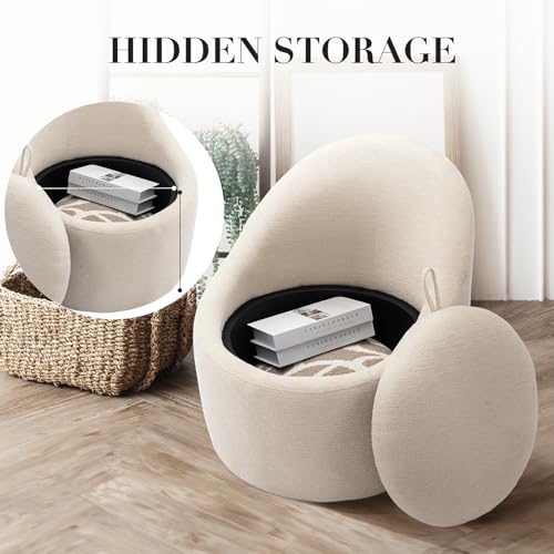 COLAMY Swivel Accent Chair, 360° Swivel Chair with Hidden Storage, Modern Small Barrel Swivel Armchair for Living Room/Bed...