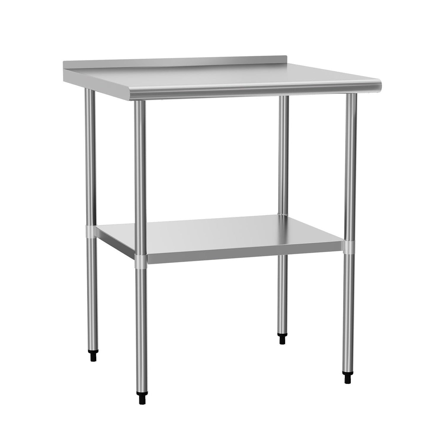 HOCCOT Stainless Steel Table for Prep & Work 30" X 30" inches with Adjustable Undershelf and Backsplash, Commercial Workstations, Utility Table in Kitchen Garage Outdoor BBQ