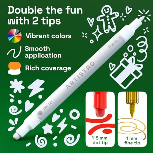 ARTISTRO 24 Acrylic Paint Markers for Rock, Fabric, Wood, Glass, Craft, Decoration - Dual-Tip Paint Pens - Stocking Stuffe...