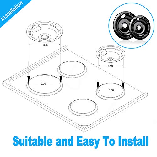 5304430149 and 5304430150 Porcelain Burner Drip Pan Bowls Replacement 318067041 and 318067051 Electric Range Cooktop By AM...