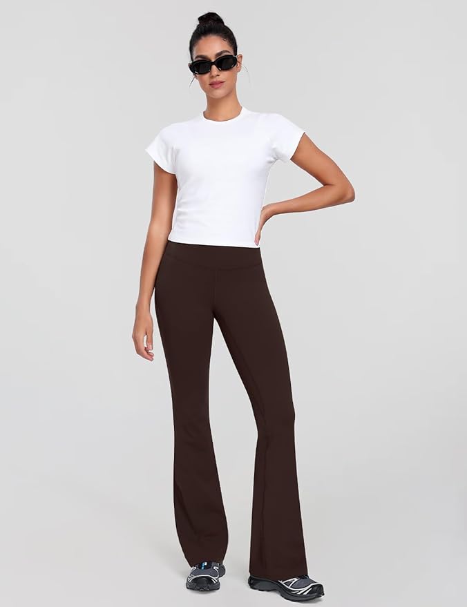 HeyNuts Harmony Flare Leggings 29"/30.5"/32.5"/34.5", High Waisted Tummy Control Wide Leg Bootcut Yoga Pants Lounge Soft