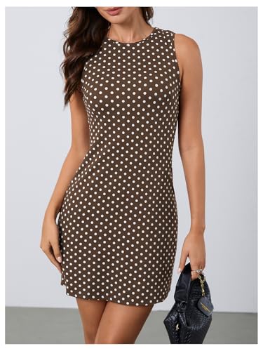 Verdusa Polka Dots Dress for Women Open Back Bodycon Backless Tank Mini Dress