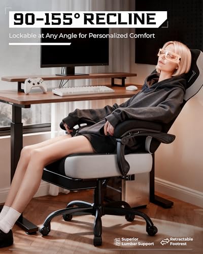 GTPLAYER Gaming Chair, Computer Chair with Footrest and Lumbar Support for Adults, 360°-Swivel Big & Tall Reclining Seat f...