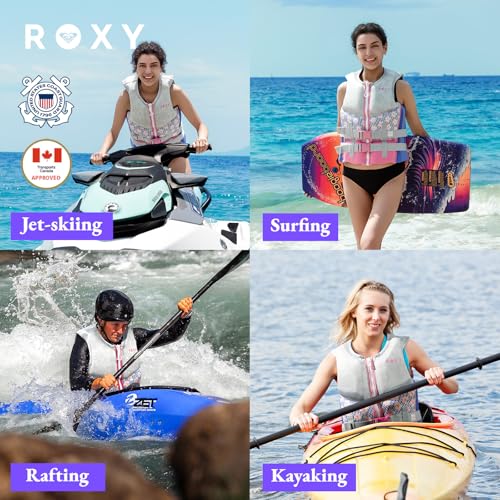 ROXY Women's Life Vest, USCG and Transport Canada Approved Type III PFD, Evoprene CGA Life Jacket for Jet Skiing Wakeboard...