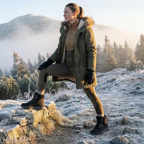 hash bubbie Women's White Combat Boots Black Platform Boots Non Slip Waterproof Ankle Boots Fall Winter Hiking Boots Fuzzy...