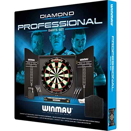 WINMAU Diamond Plus Dart Board Range - Diamond Plus Dartboard, Surround Sets and Cabinet Sets with Darts and Accessories