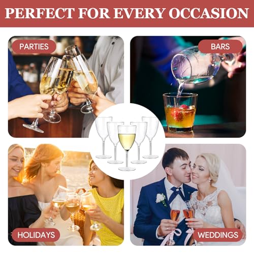 32 PCS Clear Disposable Plastic Champagne Flutes, 8 Oz Plastic Champagne Glasses, DisposableFlutes for Party, Disposable W...