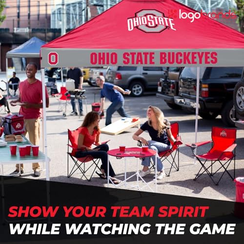Logo Brands NCAA Portable Quad Chair – Folding Tailgate Chair with Armrests, Built-In Cup - Includes Carry Bag