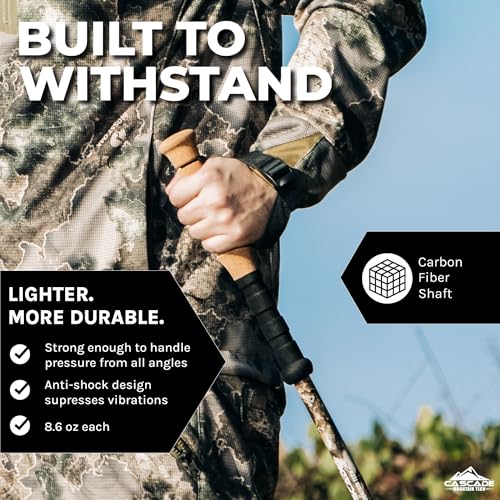 Cascade Mountain Tech Trekking Poles - Carbon Fiber Monopod Walking or Hiking Sticks with with Accessories Mount and Adjus...
