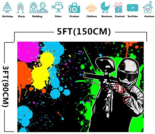 Shooting Game Backdrop FHZON 5x3ft Mess Splatter Art Party Colorful Graffiti Background for Photograph Theme Party Gaming ...