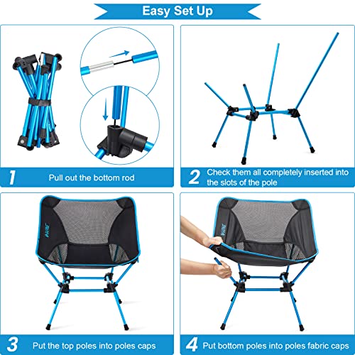 G4Free 2Pcs Folding Camping Chairs, Ultralight Compact Backpacking Folding Chairs Lawn Chairs Heavy Duty 330lbs with Side ...