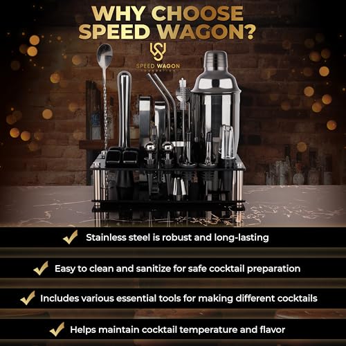 Mixology Bartender Kit – 24 Piece Gun Metal Cocktail Shaker Set w/Stand – Essential Home Bar Accessories Martini Shaker, J...