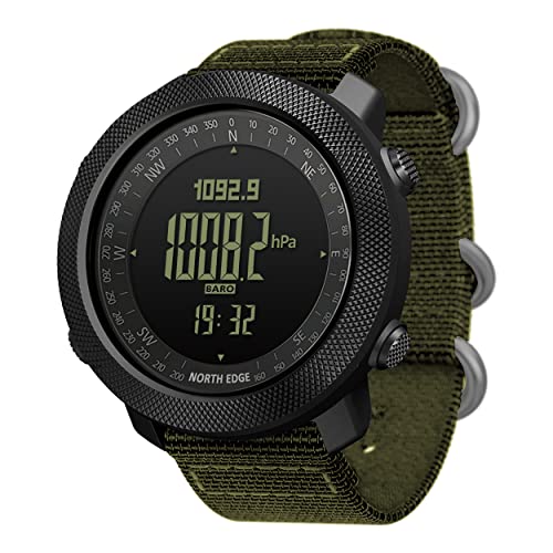 North Edge Apache Tactical Sports Watches for Men , Outdoor Survival Military Compass Rock Solid Digital Watches with Dura...