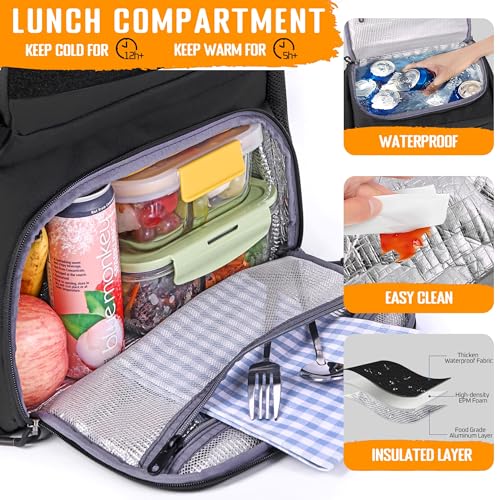 DEYACE Lunch Box Backpack for Men, Tactical Cooler Backpack with Laptop Compartment Leakproof RFID Lunchbox Bag for Work