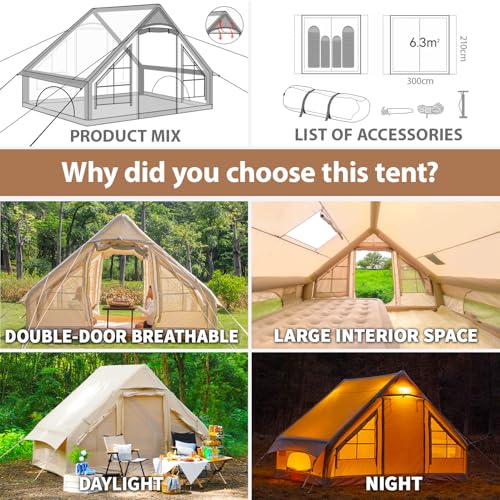 SENLEETO Inflatable Tents for Camping, Large Inflatable Camping Tent with Hand Pump, Easy Setup Tents for 4-6 People, Port...