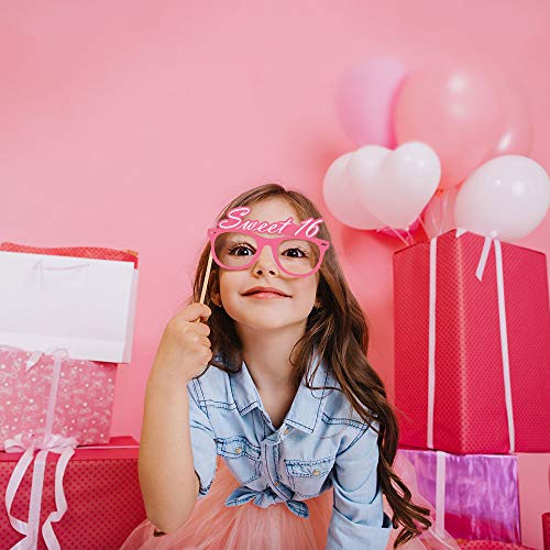 CC HOME Sweet 16 Photo Booth Props,Happy Sixteen Photo Booth Props for 16th Birthday Party Supplies for Girls 44 Pcs