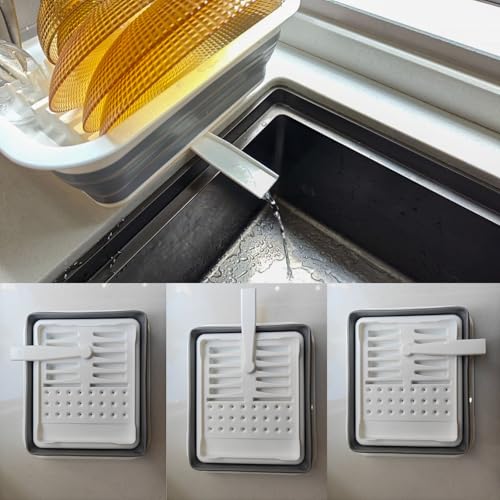 Collapsible Dish Drying Rack, Foldable Dinnerware Drainer Organizer for Storage Kitchen Counter RV Accessories Portable Ra...