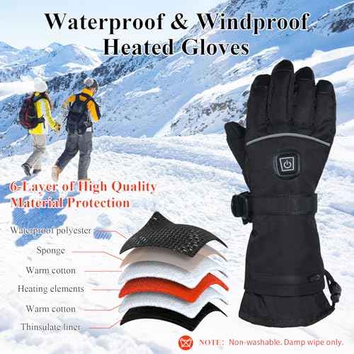 Heated Gloves for Men Women - 5000mAh Rechargeable Heated-Gloves with Touchscreen Waterproof, Upgrade Non-Slip Electric Heating Glove for Winter Outdoor Cycling Camping Skiing Fishing Hiking Hunting