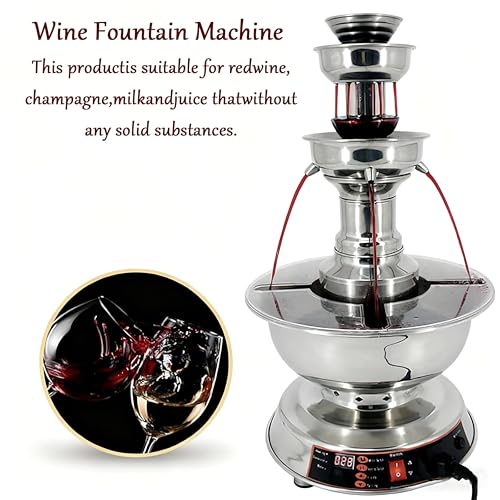 FgdVrelnor 3-Level Party Fountain, 3-Level Stainless Steel Electric Commercial Beverage Dispenser, Adjustable 0 to 100℃, E...