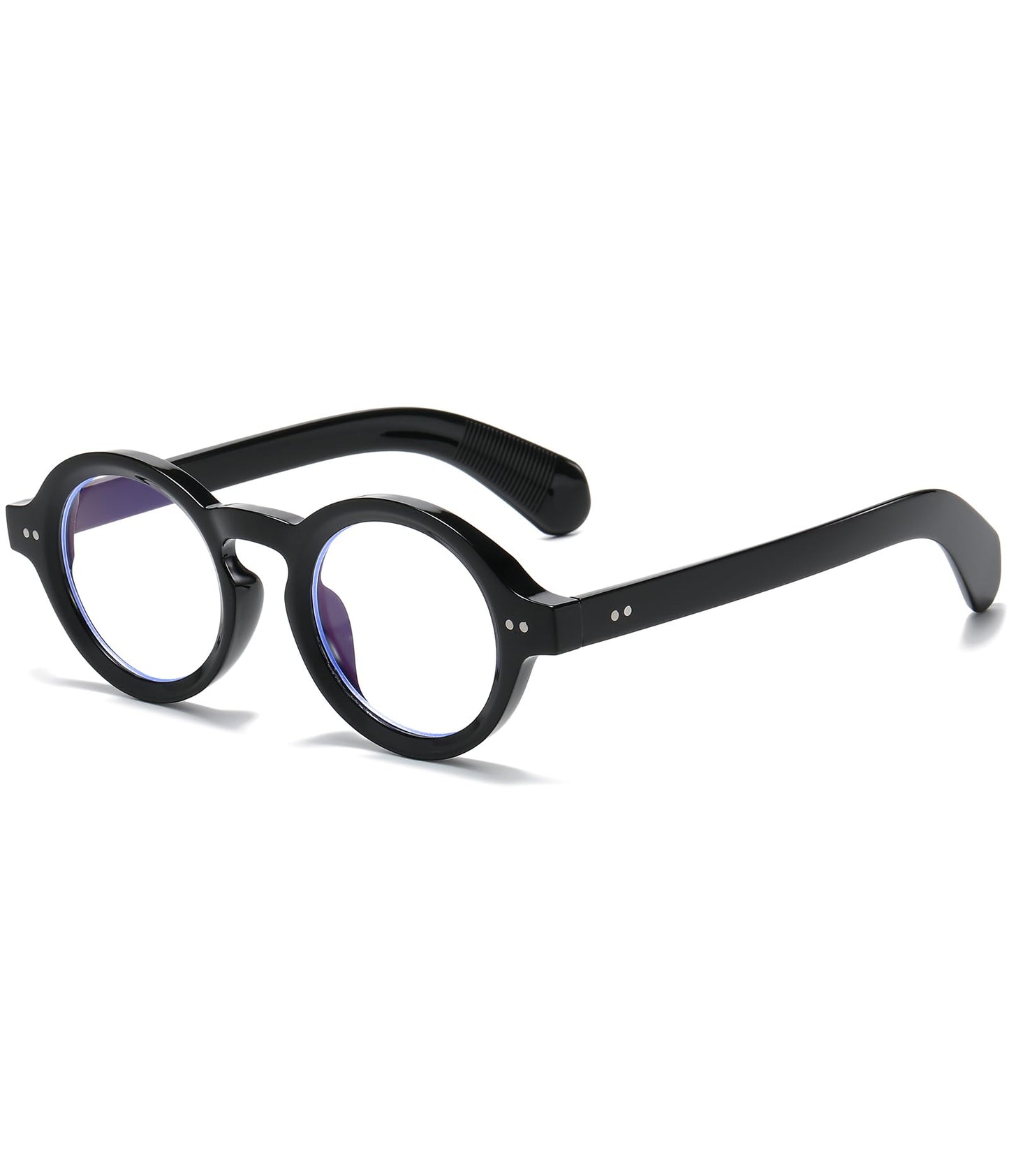 ZIMUSUN Round Frame Glasses for Women Men Small Circle Clear Lens Glasses Blue Light Non-prescription Eyeglasses(01 Bright Black)