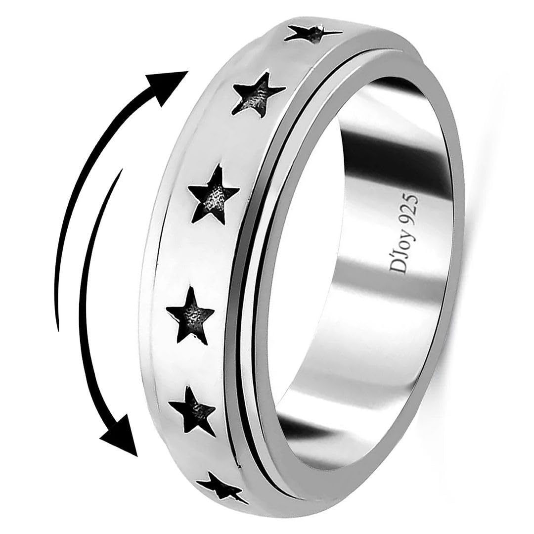 Shop LC Spinner Ring for Women Jewelry - Fidget Rings Spinning Anxiety Ring for Men - Wedding Band 925 Sterling Silver Platinum