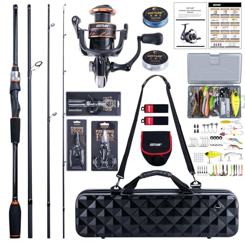 Goture Spinning Fishing Rod & Reel Combo with Carrier Bag,6-9FT,Spin Reels, Lures Kit, Pliers, Braided Line, Fish Gripper,...