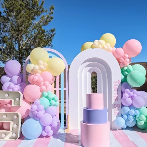 145pcs Pastel Balloons Different Sizes 18" 12" 10" 5" Latex Balloon Garland Arch Kit for Birthday Rainbow Party Baby Showe...
