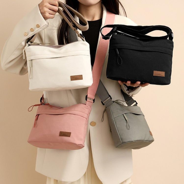 Crossbody Bags Shoulder Bag Nylon Simple with Zipper Lightweight Casual Simple 5Pocket Casual Messenger Hobo for Daily Travel