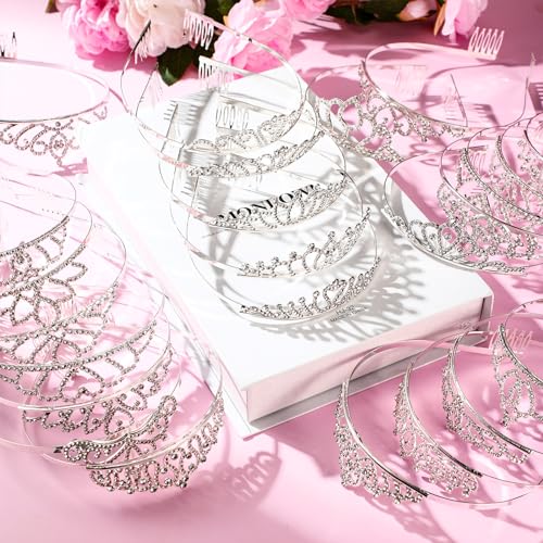 Yuefunny 24 Pcs Crystal Tiara Headbands for Women Princess Headband Crown with Combs Tiaras and Crowns for Pageant Bridal ...