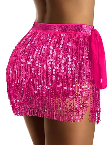 Sequin Skirt Sparkly Skirt Belly Dance Skirt Glitter Skirt Rave Sparkle Skirt Sequin Tassel Skirt Fringe Hip Scarf Women