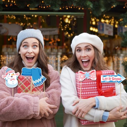 30 Pack Snowman Photo Booth Props, Winter Wonderland Snow Booth Props Winter Party Decorations