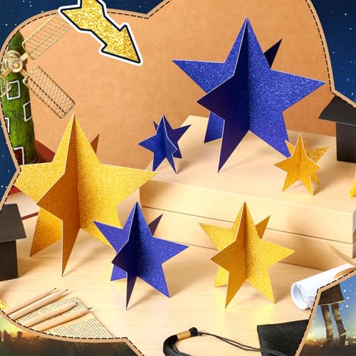 Sinload 45 Pcs 3D Star Centerpiece Movie Night Decoration for Table in 3 Sizes Hanging Supplie for Red Carpet Film Show Th...