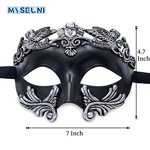 MYSEUNI Masquerade Mask for Men - Roman Greek Mask - Venetian Half Face Mask for Mascarade Ball Mardi Gras Halloween Party
