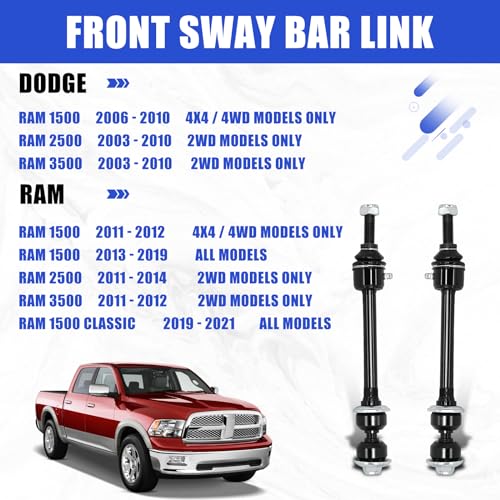 HAWK BROTHER Sway Bar End Link, Replacement For K80894 Front Stabilizer Sway Bar End Link Kits Compatible With Dodge Ram 1...
