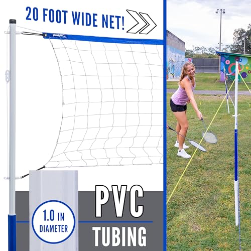 Franklin Sports Volleyball + Badminton Sets - Beach + Backyard Game Set - Volleyball, Pump, Badminton Rackets, Birdies, Ne...