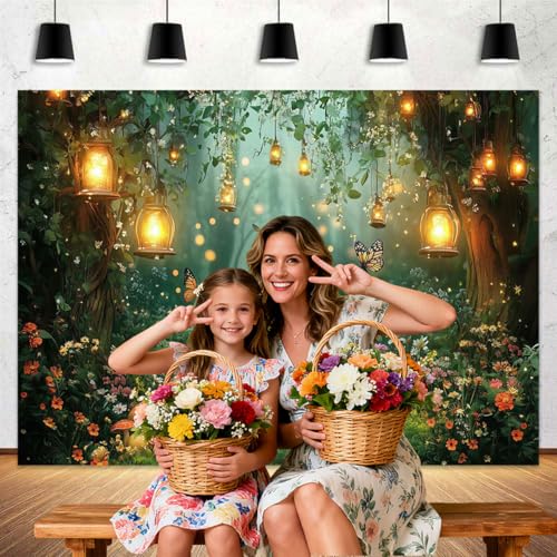 Spring Enchanted Forest Backdrop, Fairy Tale Wonderland Garden Backdrops for Photoshoot, Mushroom Butterfly Woodland Fairy...