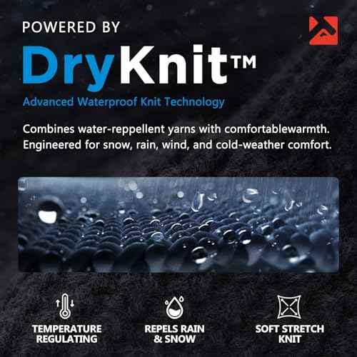TOP-EX DryKnit¢â Waterproof 50% Merino Wool Visor Beanie Hat for Men Fleece Lined Winter Hat with Brim for Big Heads