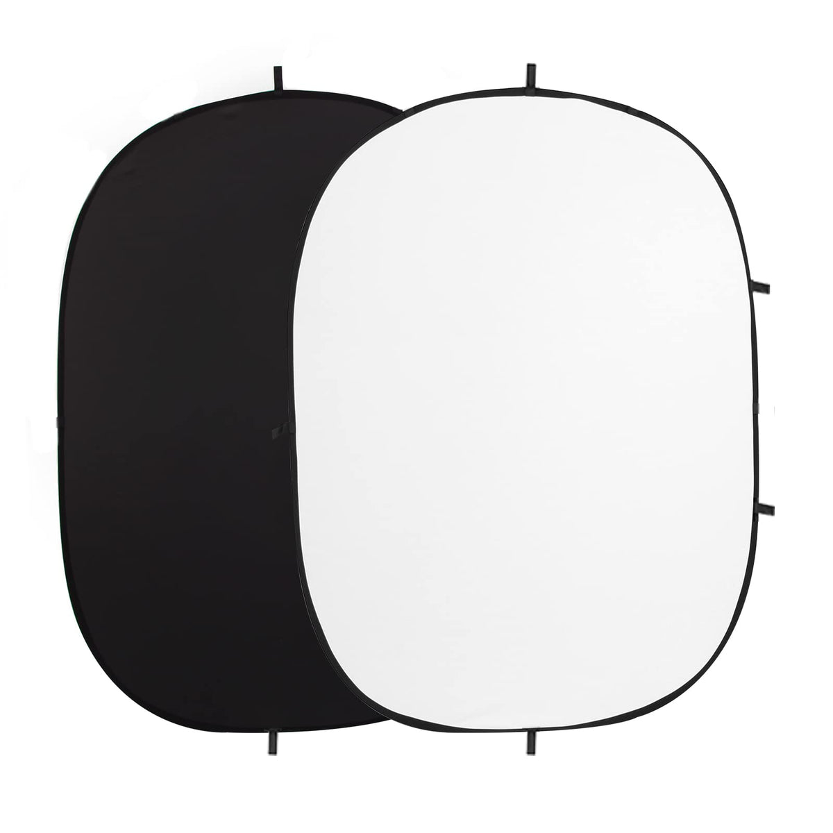 FOTOCREAT-5x6.5ft(1.5x2m) Black/White Double-Sided Pop-Up Collapsible Backdrop -Reflector Photo Backdrop Background for Video & Photo