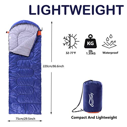 Camping Sleeping Bag 3 Seasons Lightweight &Waterproof with Compression Sack Camping Sleeping Bag Indoor & Outdoor for Adu...
