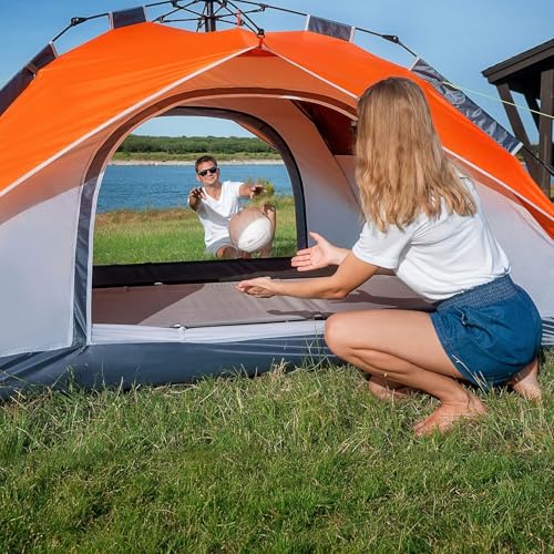 MOON LENCE Instant Pop Up Tent for 3-4 Person - Automatic Portable, Windproof for Camping, Hiking, Mountaineering