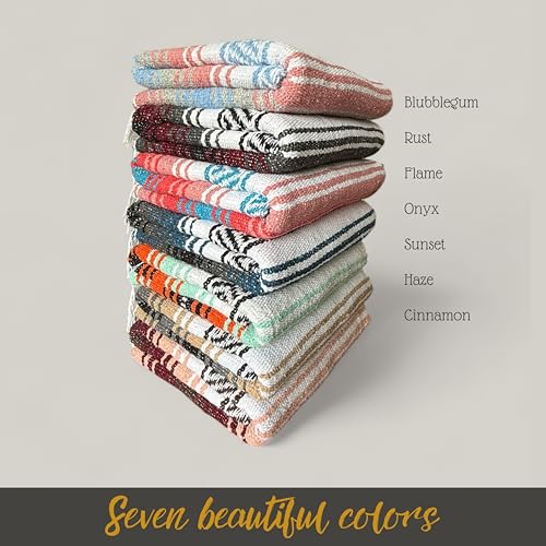 Authentic Handwoven Mexican Blanket, Falsa Serape - Soft & Durable - Vibrant Beach, Picnic, Yoga & Camping Mat - Tradition...