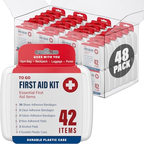 DecorRack 2000 Piece First Aid Kit, 48 Individual Boxes of 42 Items Each, First Aid Kits for Minor Cuts, Scrapes, Travel, ...