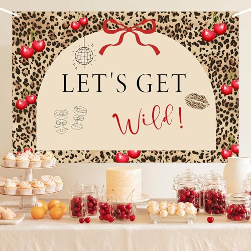 Let's Get Wild Backdrop Leopard Photography Background Cherry Cheetah Backdrop for Jungle Safari Animal Birthday Bachelore...