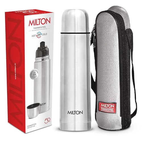Milton Thermosteel Flip Lid 750, Double Walled Vacuum Insulated Thermos 750 ml | 25 oz | 24 Hours Hot and Cold Water Bottl...
